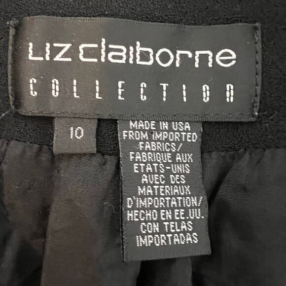Liz Claiborne Collection Womens Wool Blazer Size 10 Black Longline Pockets - Picture 4 of 5